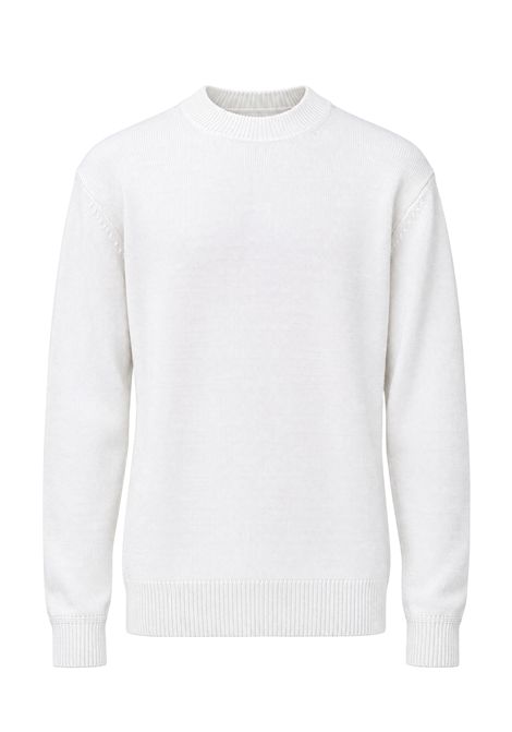 Paolo Pecora Crew-Neck Sweater in Wool with Ribbed Trims in White Men's PAOLO PECORA |  | A028 F0091102